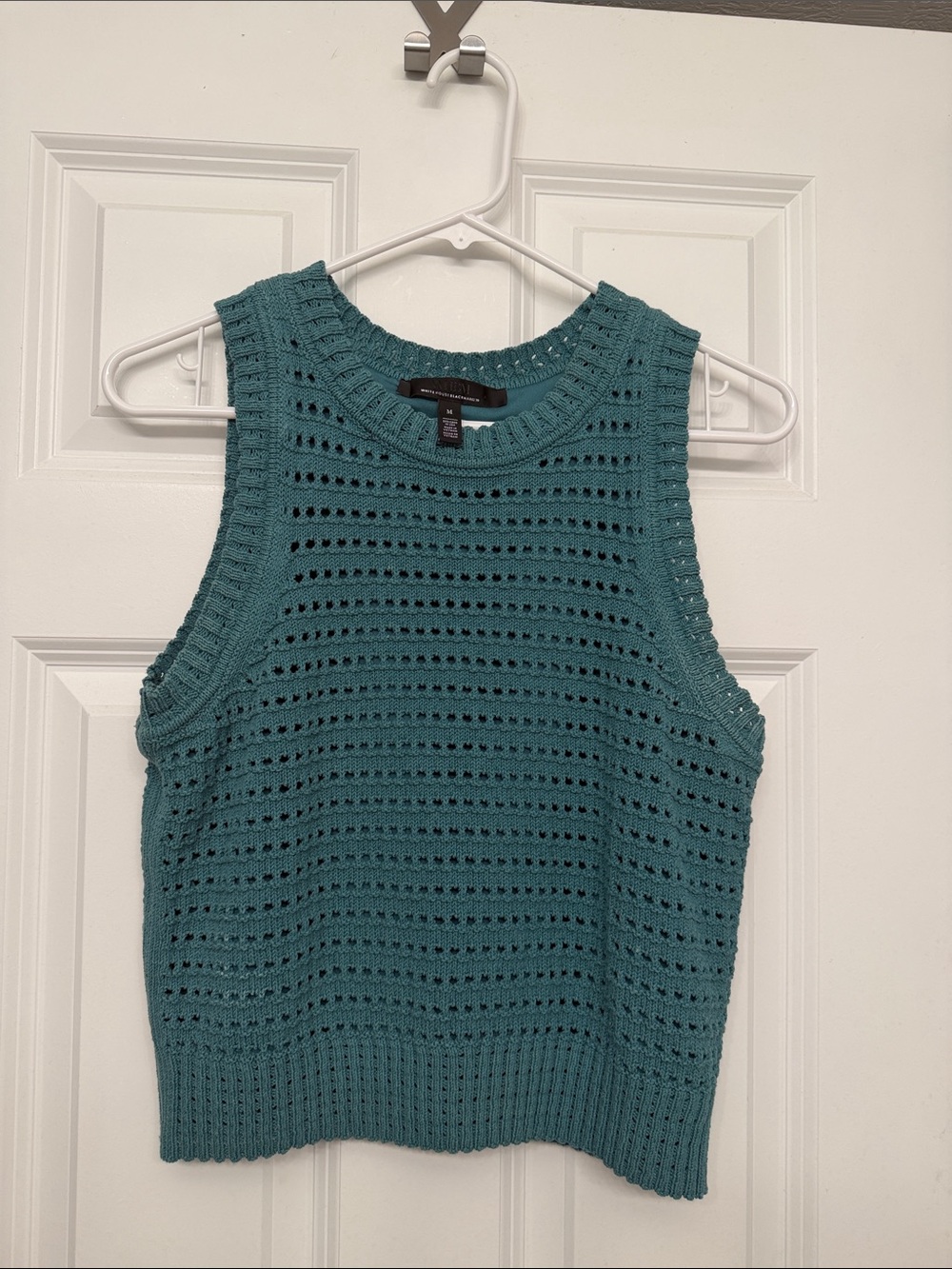 White House Black Market Teal Crochet Sleeveless Knit Tank